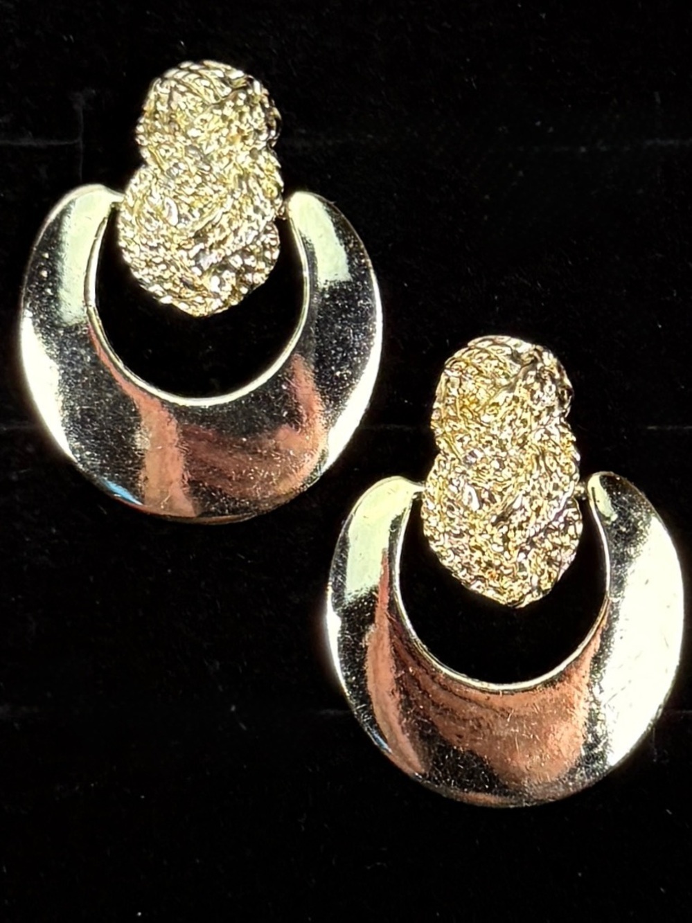 Vintage weighted hinged Goldtone pierced Earrings